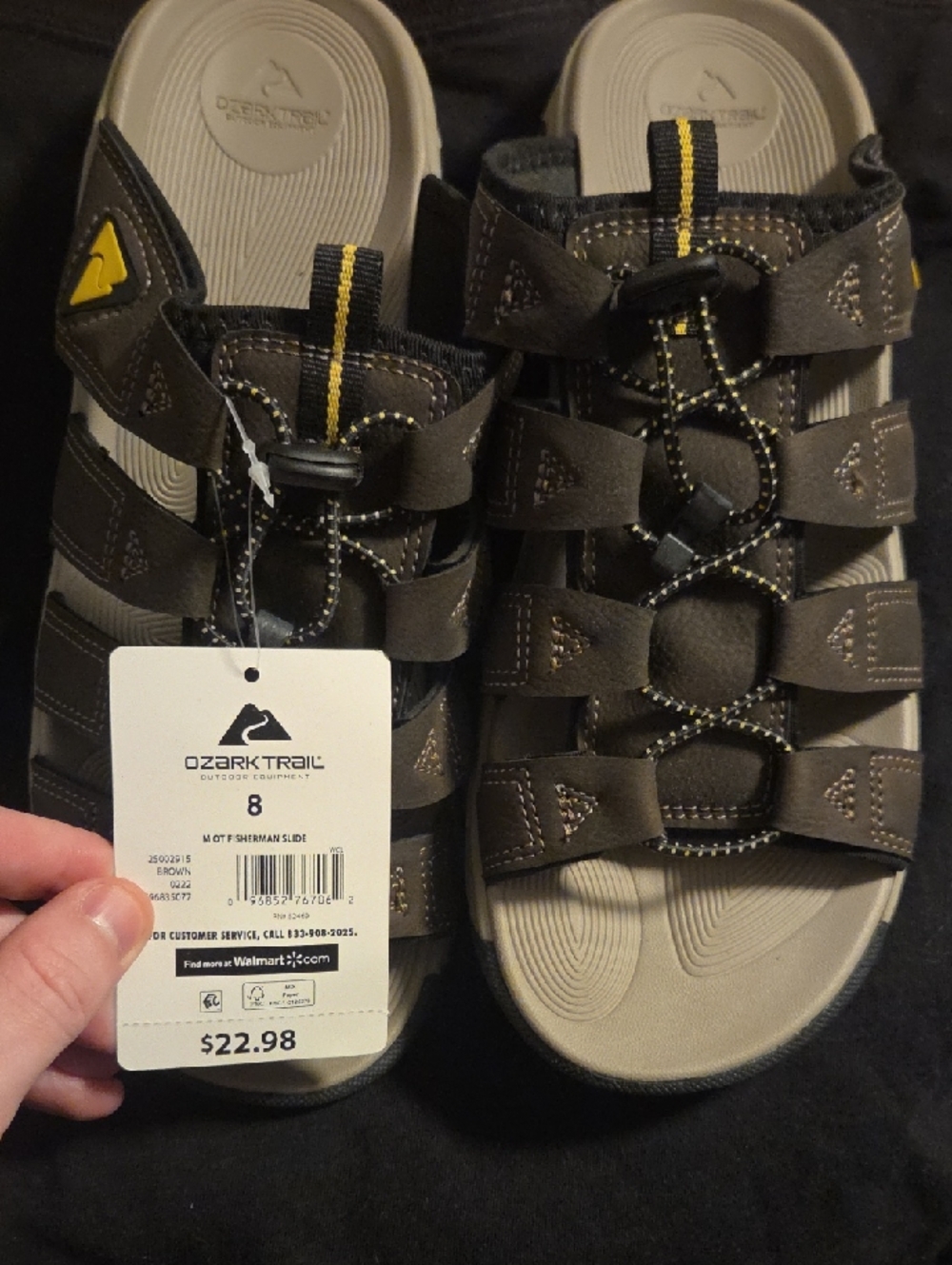Ozark Trail Mens' Brown & Yellow Outdoor Fisherman-Style Sandals